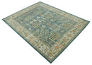 Wool Area Rug Tree of Life - Traditional Teal Silver Green