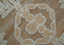 Custom Made Tribal Brown And Ivory Hand Knotted Wool and Jute Rug