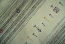 Custom Made Tribal Gabbeh Ivory, Black, Gold and Maroon Stripes design Traditional Wool Area Rug