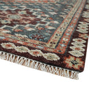 Turkish Hand Knotted Wool Area Rug - Rust Charcoal Medallion