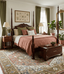 Olive Rust Ivory Hand Knotted Wool Area Rug - Vintage Traditional