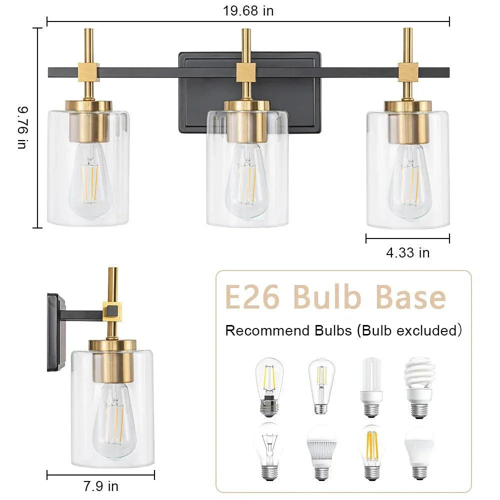 Jasper Modern Clear Glass 3-Light Bathroom Vanity Light, photo 7 of 14