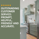 Light Grey Range Hood With Curved Front, Silver Strapping and Block Trim - 30", 36", 42", 48", 54" and 60" Widths Available