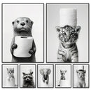 GobekUsa Cute Animals Canvas Wall Art for Bathroom