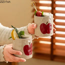 Cute apple pattern porcelain coffee mug dining room bowknot pattern by Decorbites