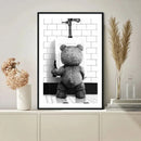 GobekUsa Cute Bear Bathroom Canvas Print Art