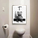 GobekUsa Cute Bear Bathroom Canvas Print Art
