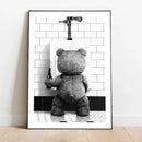 GobekUsa Cute Bear Bathroom Canvas Print Art