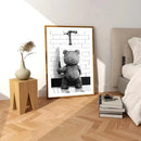 GobekUsa Cute Bear Bathroom Canvas Print Art
