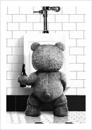 GobekUsa Cute Bear Bathroom Canvas Print Art