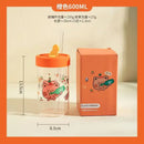 Cute bear cartoon glass cup with orange & pink – kitchen drinkware by Decorbites