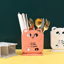 Cute bear coral & white cutlery organizer stand kitchen storage by Decorbites