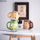 Cute cartoon animal ceramic mug set of 5 kitchen breakfast cups by Decorbites