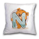 Cute cartoon bear alphabet pillow case white bedroom decor by Decorbites