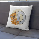 Cute cartoon bear alphabet pillow case white bedroom decor by Decorbites
