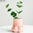 Cute cartoon cat paw ceramic vase set living room decor by Decorbites