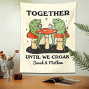 Cute cartoon frog moon phase tapestry cream bedroom wall decor by Decorbites
