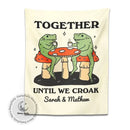 Cute cartoon frog moon phase tapestry cream bedroom wall decor by Decorbites