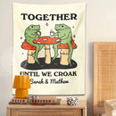 Cute cartoon frog moon phase tapestry cream bedroom wall decor by Decorbites