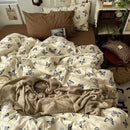GobekUsa Cute Cartoon Washed Cotton 4-Piece Bedding Set for Spring Soft Skin-Friendly Sheets