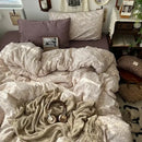 GobekUsa Cute Cartoon Washed Cotton 4-Piece Bedding Set for Spring Soft Skin-Friendly Sheets