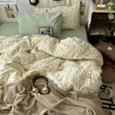 GobekUsa Cute Cartoon Washed Cotton 4-Piece Bedding Set for Spring Soft Skin-Friendly Sheets