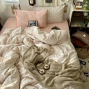 GobekUsa Cute Cartoon Washed Cotton 4-Piece Bedding Set for Spring Soft Skin-Friendly Sheets