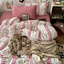 GobekUsa Cute Cartoon Washed Cotton 4-Piece Bedding Set for Spring Soft Skin-Friendly Sheets