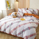 GobekUsa Cute Cat Bear Print Bedding Set - Single Queen, Fashionable Design for Boys & Girls