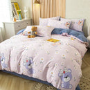 GobekUsa Cute Cat Bear Print Bedding Set - Single Queen, Fashionable Design for Boys & Girls