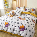 GobekUsa Cute Cat Bear Print Bedding Set - Single Queen, Fashionable Design for Boys & Girls