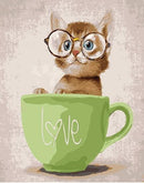 Cute Cat In Green Cup