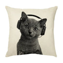 Cute cat sofa cotton linen cushion cover living room pillow case by Decorbites