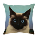 Cute cat sofa cotton linen cushion cover living room pillow case by Decorbites