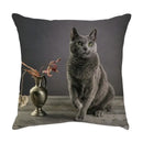 Cute cat sofa cotton linen cushion cover living room pillow case by Decorbites