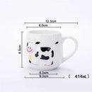 Cute cow ceramic mug kitchen 3d animal coffee cup white & black by Decorbites