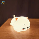 Cute cream cat silicone led night light bedroom decor by Decorbites