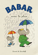 GobekUsa Cute Elephant Family Cartoon Poster for Kids Room