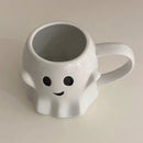 Cute ghost white ceramic mug set kitchen coffee cups by Decorbites