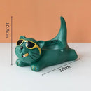 Cute glasses cat ashtray – living room resin figurine decor by Decorbites