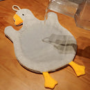 Cute goose microfiber hand towels white & gray bathroom decor by Decorbites