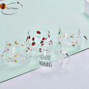 Cute letter glass mug kitchen printed fruit and flower drinkware by Decorbites