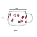 Cute letter glass mug kitchen printed fruit and flower drinkware by Decorbites