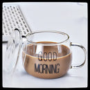 Cute letter glass mug kitchen printed fruit and flower drinkware by Decorbites