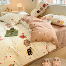 GobekUsa Cotton Floral Print Bedding Set: Comfortable Sleep Quilt Cover & Fitted Sheet in All Seasons