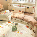GobekUsa Cotton Floral Print Bedding Set: Comfortable Sleep Quilt Cover & Fitted Sheet in All Seasons
