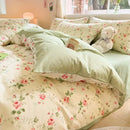 GobekUsa Cotton Floral Print Bedding Set: Comfortable Sleep Quilt Cover & Fitted Sheet in All Seasons