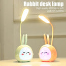 Cute pastel rabbit cartoon led desk lamp bedroom night light by Decorbites
