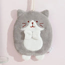 Cute patchwork & white cat hand towel – bathroom plush sponge by Decorbites