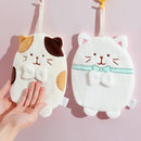 Cute patchwork & white cat hand towel – bathroom plush sponge by Decorbites